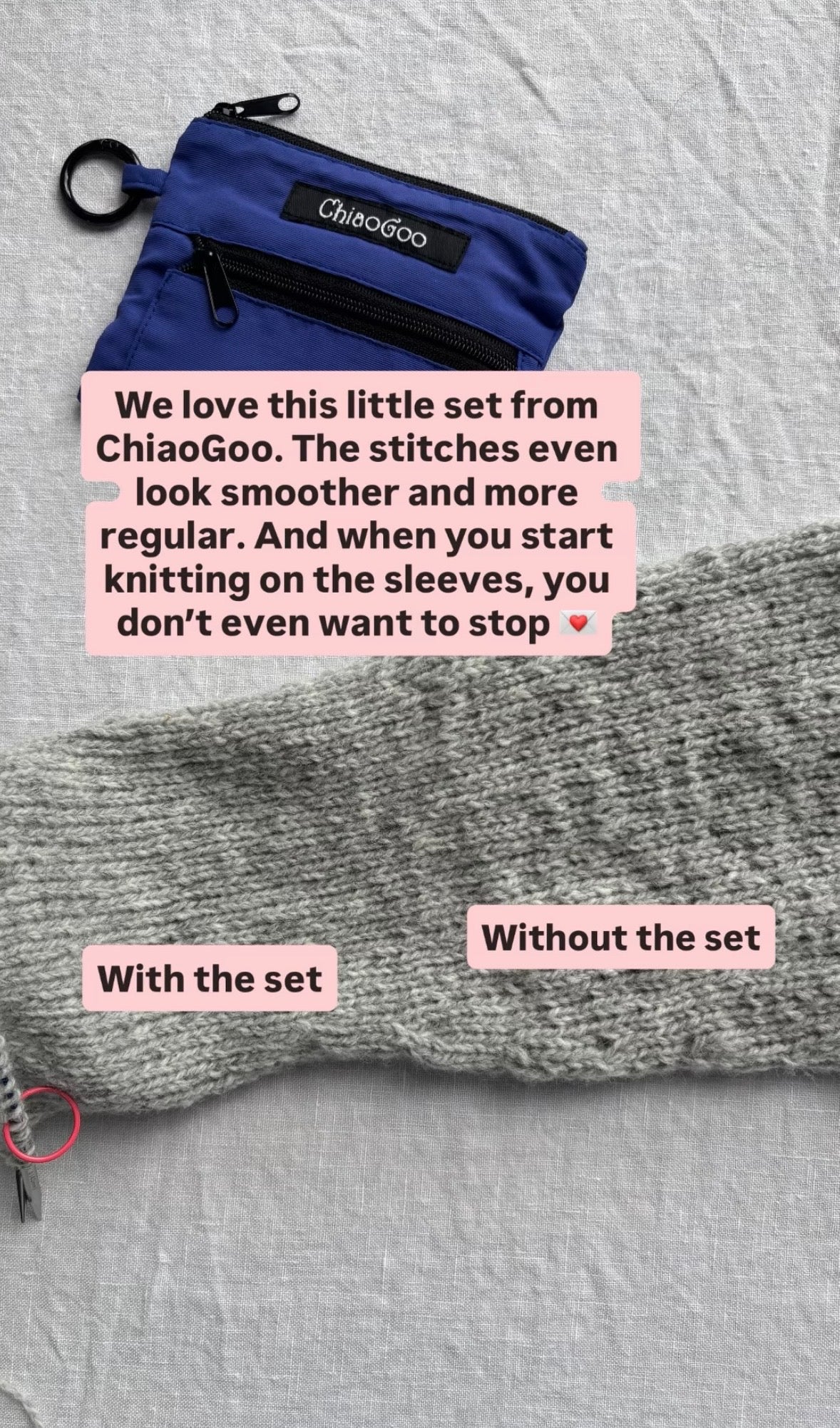 The Knitting Needles Set for sleeves by ChiaoGoo