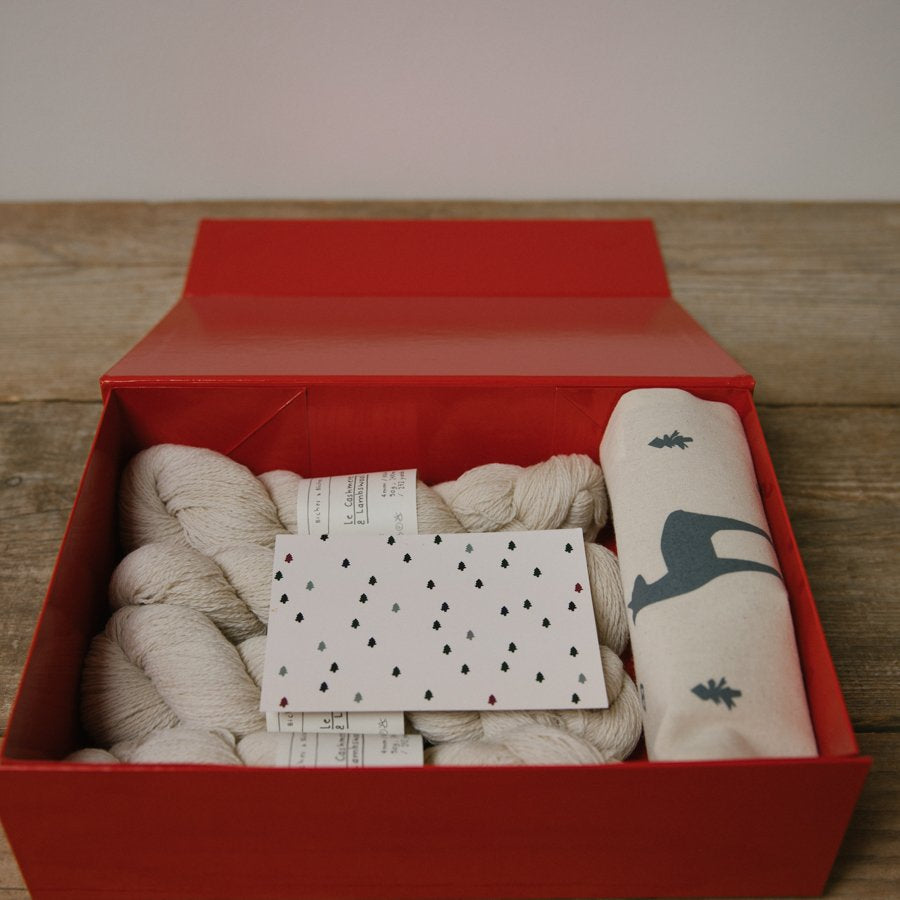 A gift box filled with Biches & Bûches yarn